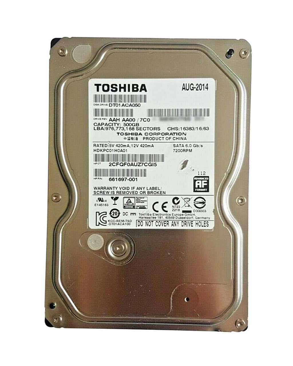 Toshiba S 500GB Internal 7200 Rpm 3.5 Hard Drive Storage