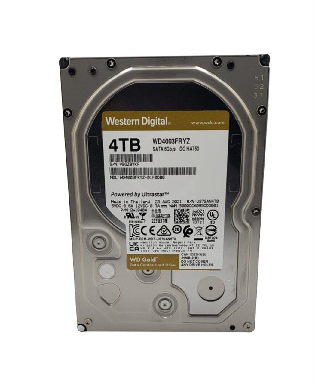 Western Digital Wd Wd4003Fryz Gold 4TB SATA 6GB S 7200Rpm 3.5 Hard Drive A2