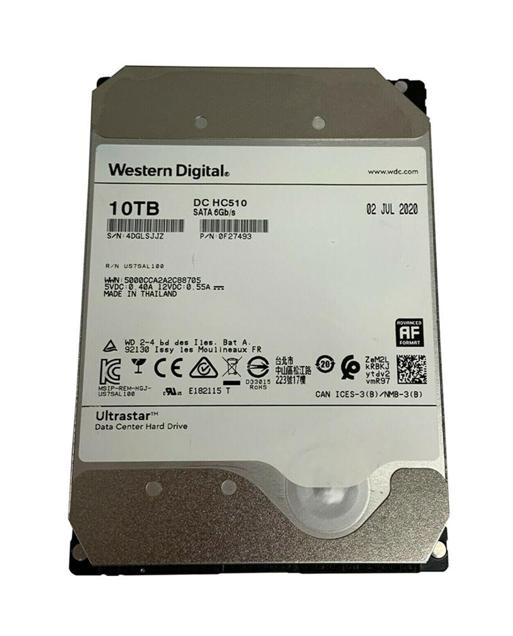 Western Digital Dc Hc 510 Ultrastar 10TB SATA 6GB S 3.5 Hard Drive A1
