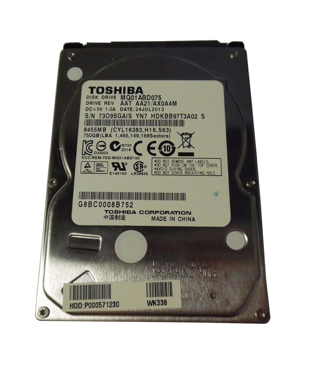 Toshiba Hard Drive 750GB 5400Rpm SATA