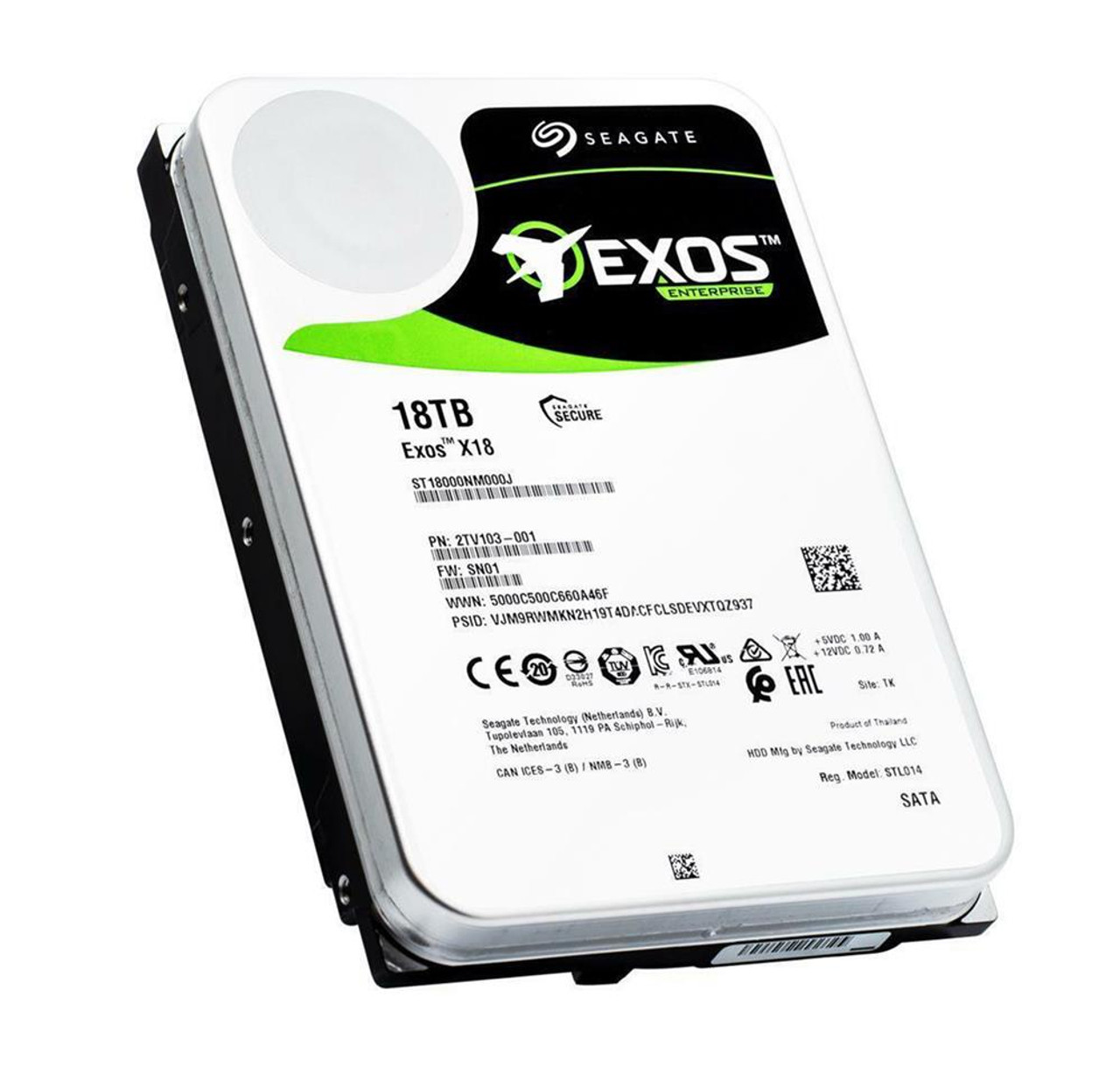 Seagate Exos X18 18TB 7200RPM SATA 6Gbps 256MB Cache (512e/4kn) 3.5-inch Internal Hard Disk Drive