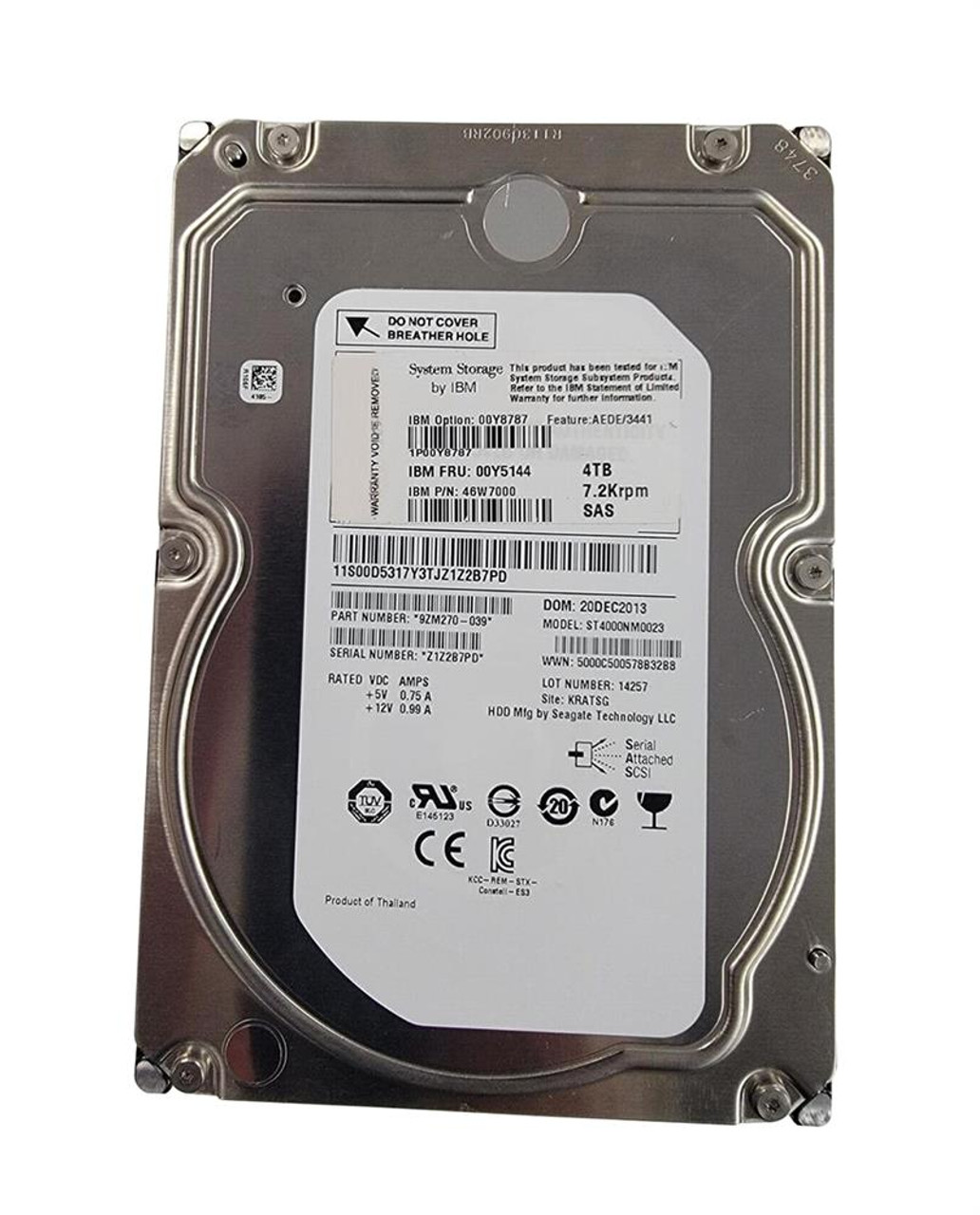 Dell Dcs3700 4TB 7200RPM SAS 6Gbps 3.5-inch Internal Hard Drive with Tray