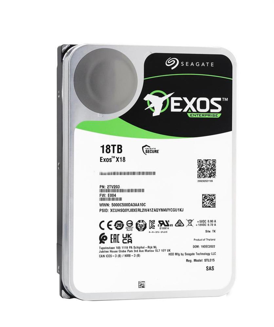 Seagate Enterprise Exos X18 18TB 7200RPM SAS 12Gbps 256MB Cache 3.5-inch Internal Hard Drive