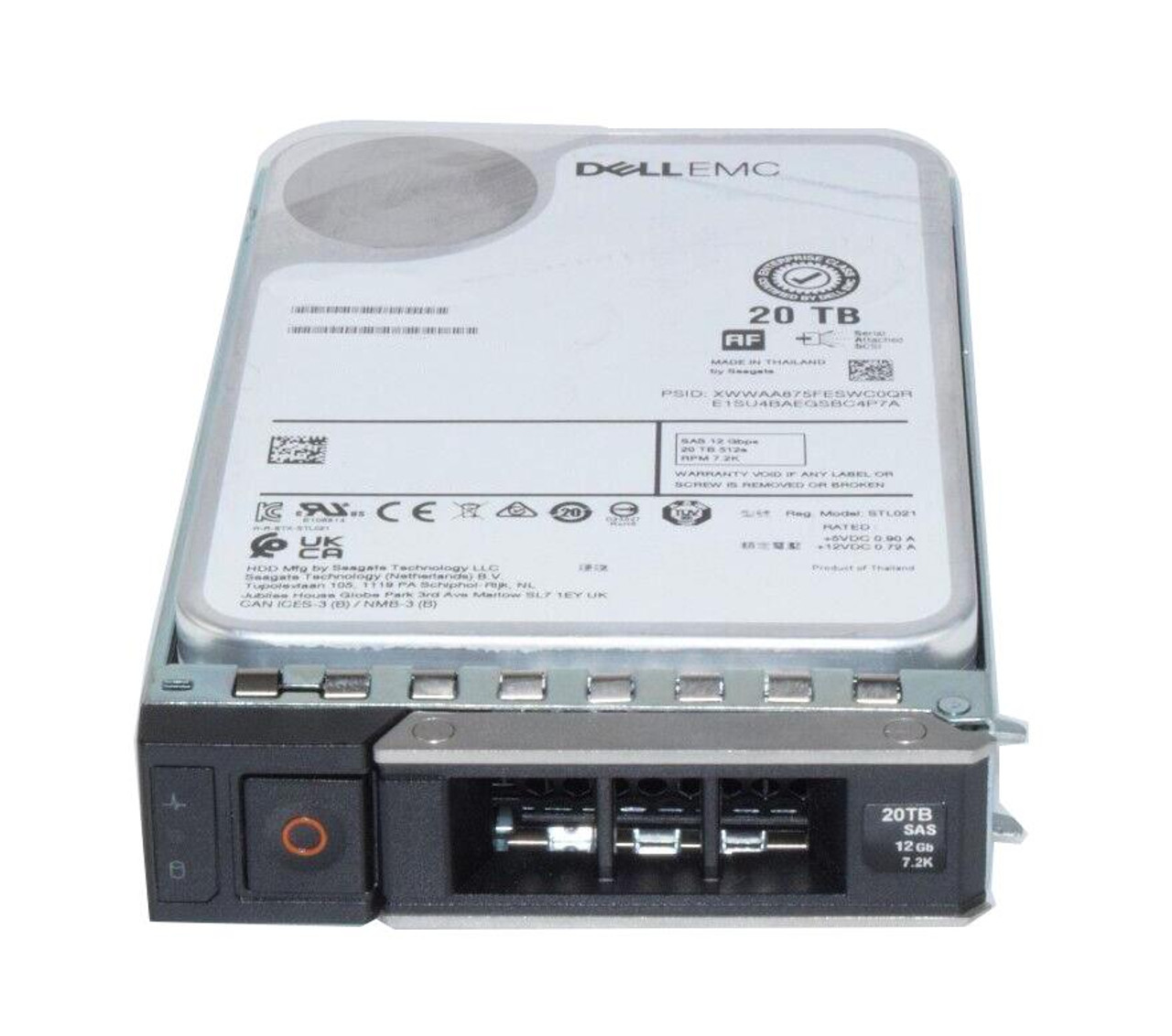 Dell 20TB 7200RPM SAS 12Gbps Hot Swap (ISE-512e) 2.5-inch Internal Hard Drivewith Tray