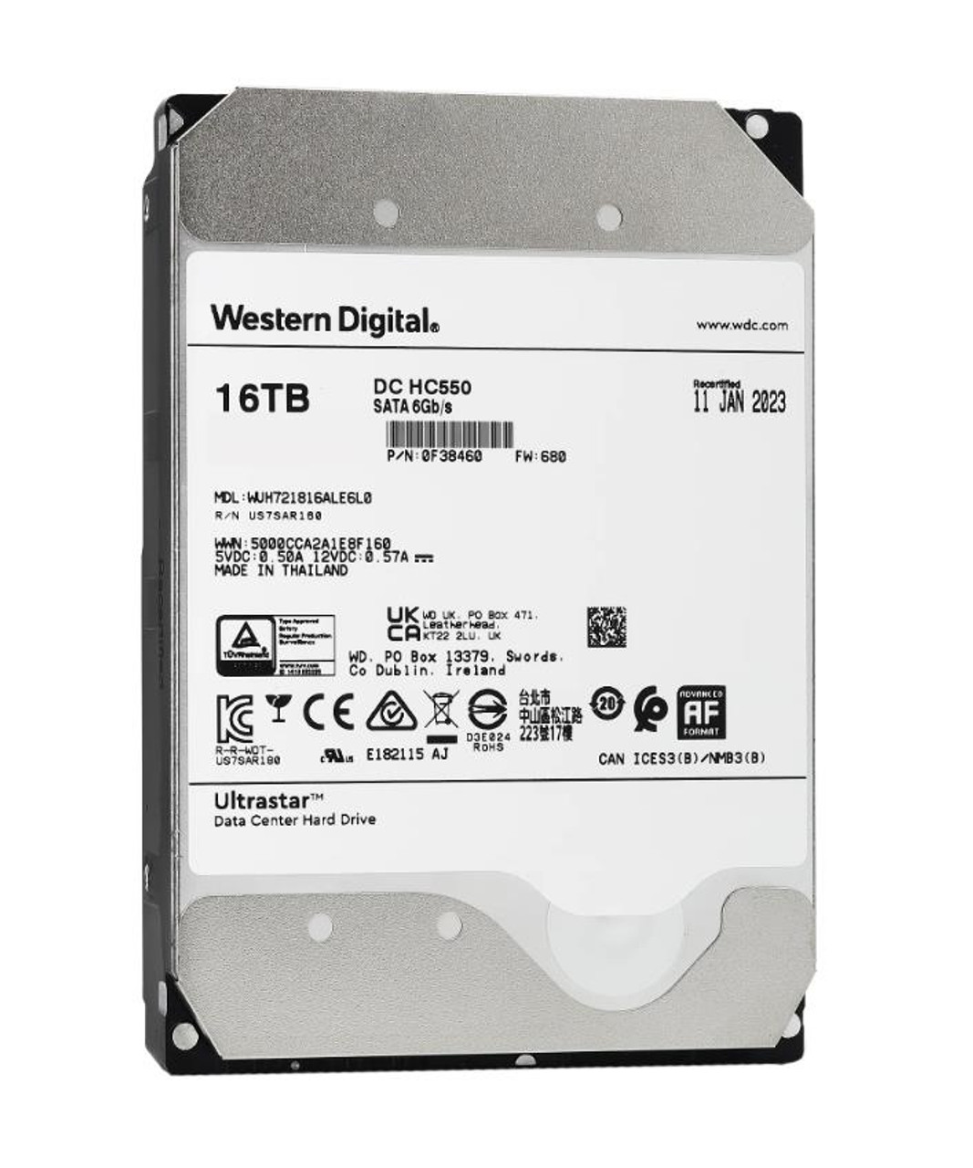 Western Digital Ultrastar Dc Hc550 Series 16TB 7200RPM SATA 6Gbps (512e) 512MB Cache 3.5-inch Hard Disk Drive