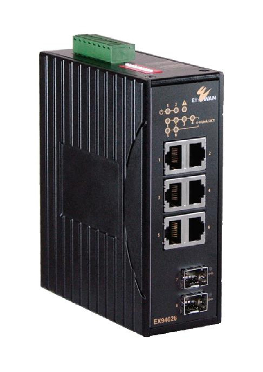 EtherWAN EX94000 Ethernet Switch - 8 Ports - Fast Ethernet - 10/100Base-TX - 2 Layer Supported - Power Supply - Rail-mountable  (Refurbished)