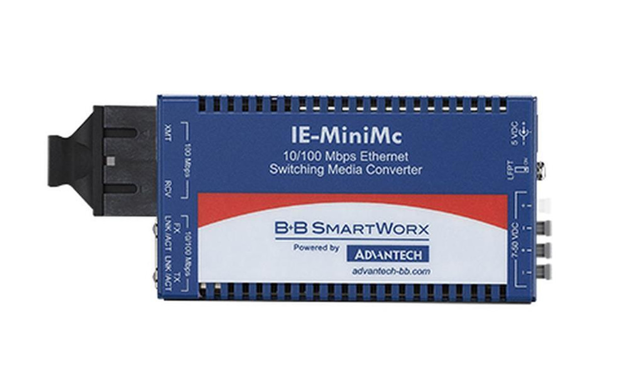 B+B SmartWorx Industrial Grade 10/100Mbps Miniature 1x Network RJ-45 1x SC Ports DuplexSC Port Single-mode Fast Ethernet 10/100Base-T 100Base-FX DIN