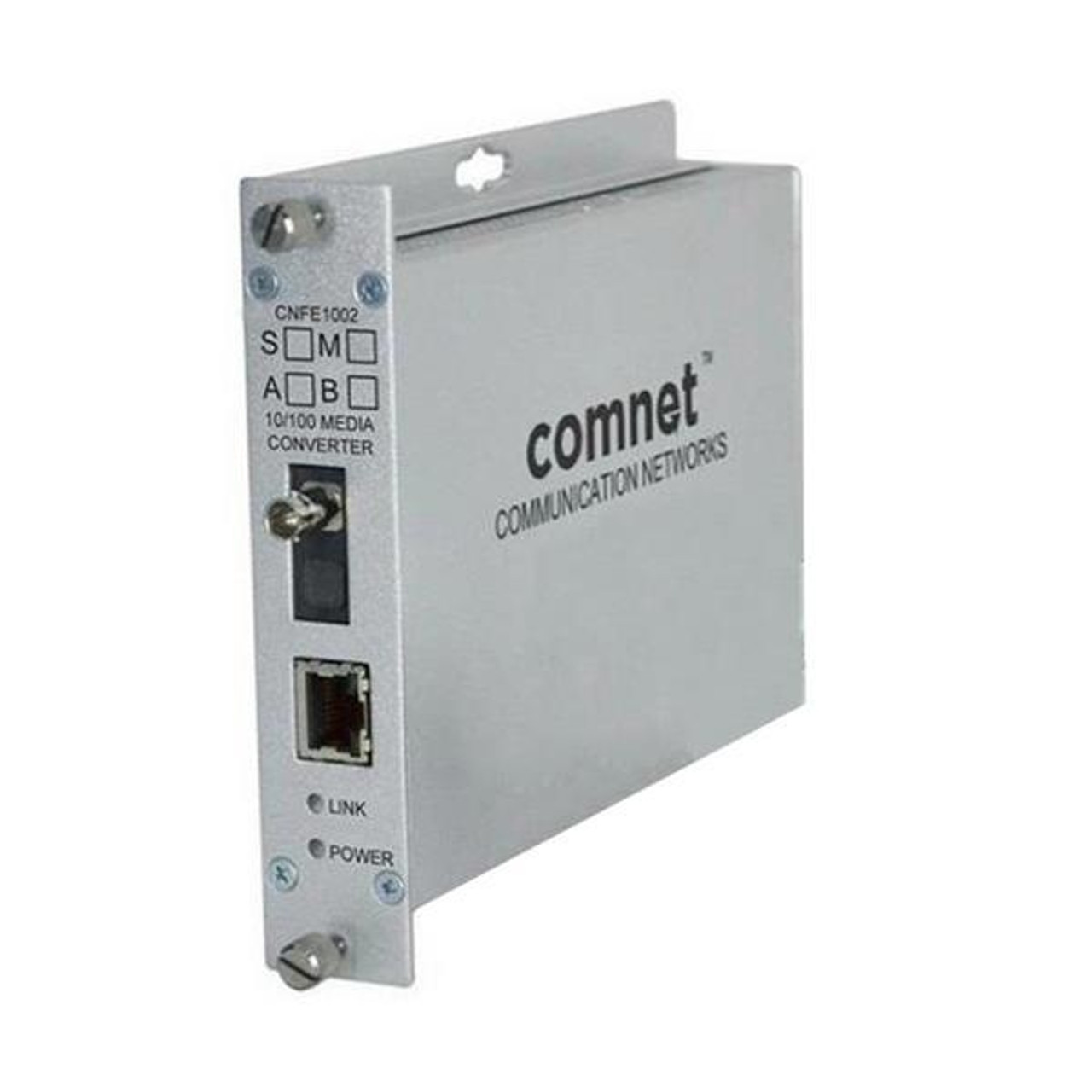 ComNet Network RJ-45 1x PoE+ RJ-45 Ports 1x ST Ports Single-mode Fast Ethernet 10/100Base-TX 100Base-FX Rail-Mountable Media Converter