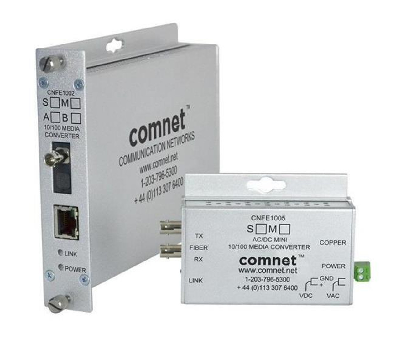 ComNet CNFE1005M2 Electrical to Optical 1x Network RJ-45 1x ST Ports 100Base-FX 10/100Base-TX Rack-mountable Media Converter