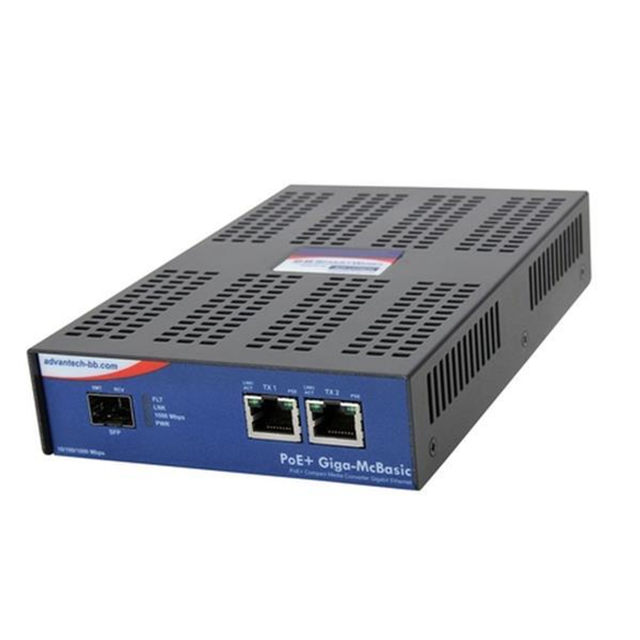 Advantech 10/100/1000Mbps PoE+ 1x Network RJ-45 1x PoE+ RJ-45 Ports 1x SC Ports Single-mode Gigabit Ethernet 10/100/1000Base-TX 1000Base-LX