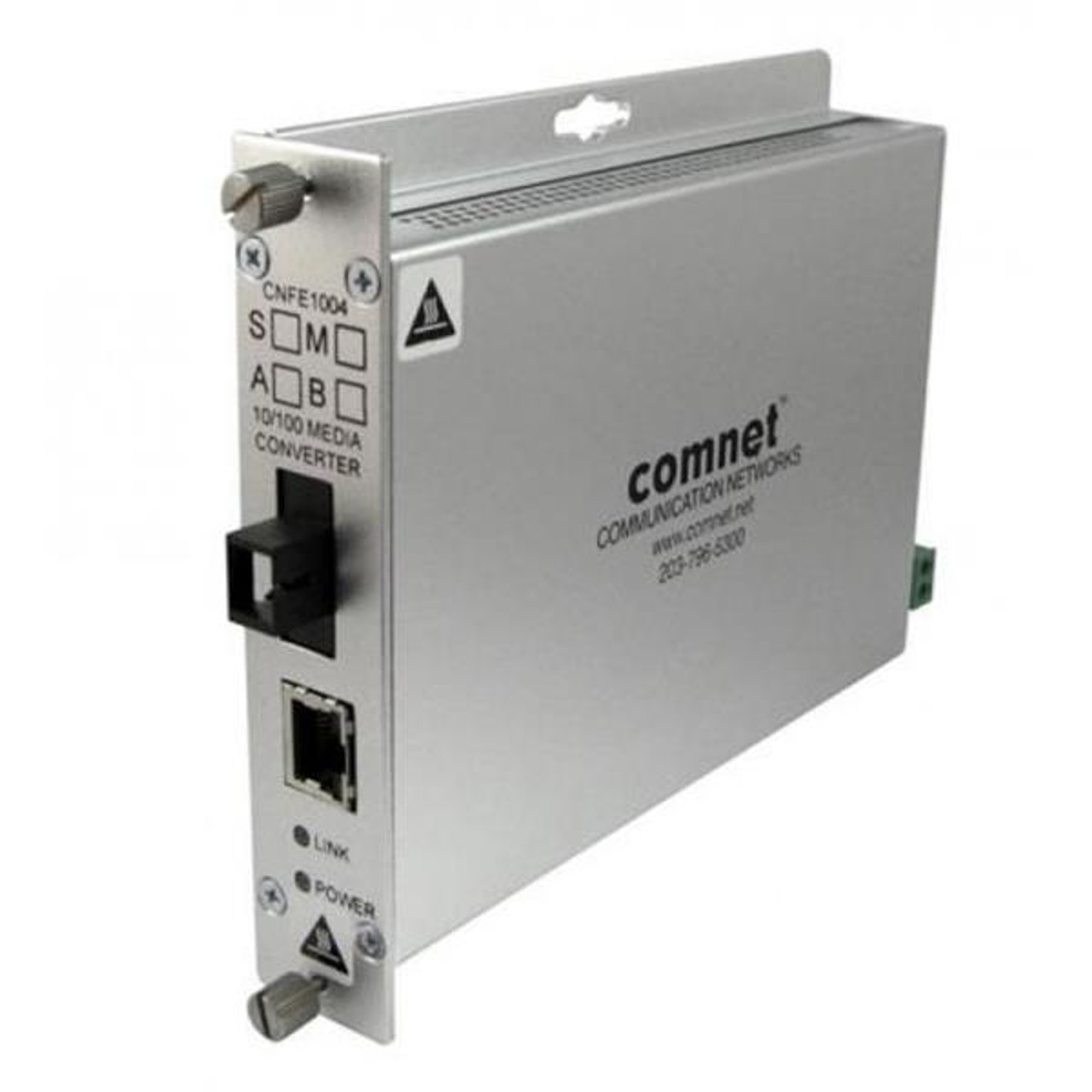 ComNet Network RJ-45 1x PoE+ RJ-45 Ports 1x SC Ports Multi-mode Fast Ethernet 10/100Base-TX 100Base-FX Rail-Mountable Media Converter