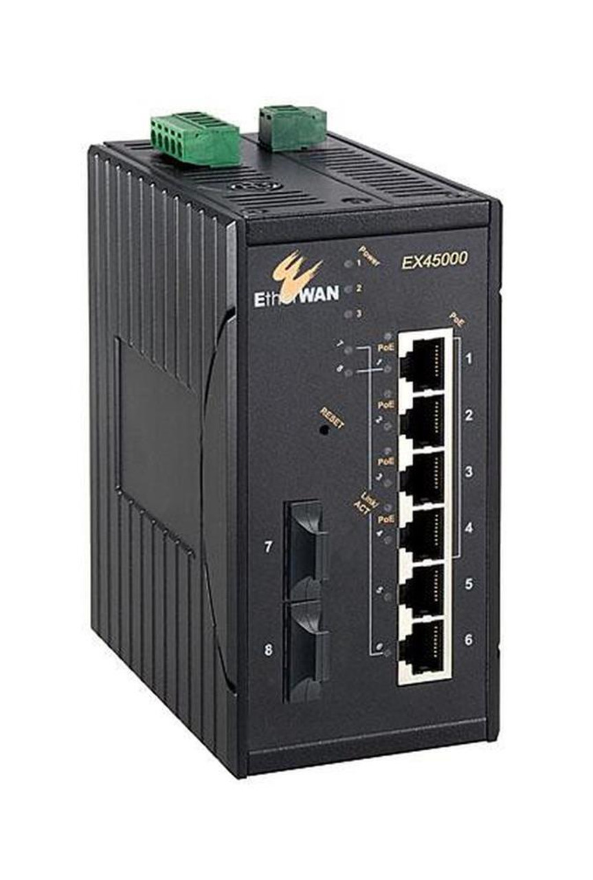 EtherWAN 6-Port 10/100BASE-TX + 2-Port 100BASE-FX Hardened Unmanaged PoE Ethernet Switch - 8 Ports - Fast Ethernet - 10/100Base-TX 10/100Base-FX -