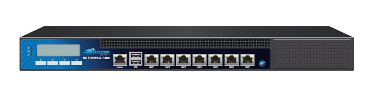 Barracuda F400 VPN Appliance - 7 Port - 10/100/1000Base-T 10/100Base-TX - Gigabit Ethernet - 230.40 MB/s Firewall Throughput - 1 Total Expansion