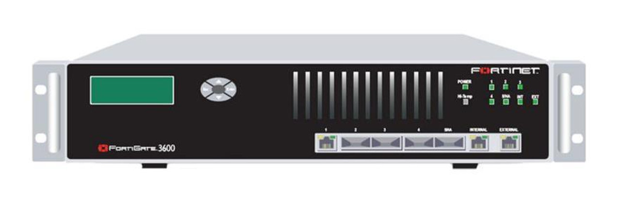 Fortinet FortiGate 3600 Unified Threat Management Appliance - 7 Port - 10/100Base-TX 1000Base-SX 1000Base-T - Gigabit Ethernet - 512 MB/s