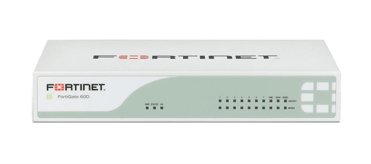 Fortinet FortiGate 60D Network Security/Firewall Appliance - 9 Port - 10/100/1000Base-T - Gigabit Ethernet - 9 x RJ-45 - Desktop Wall