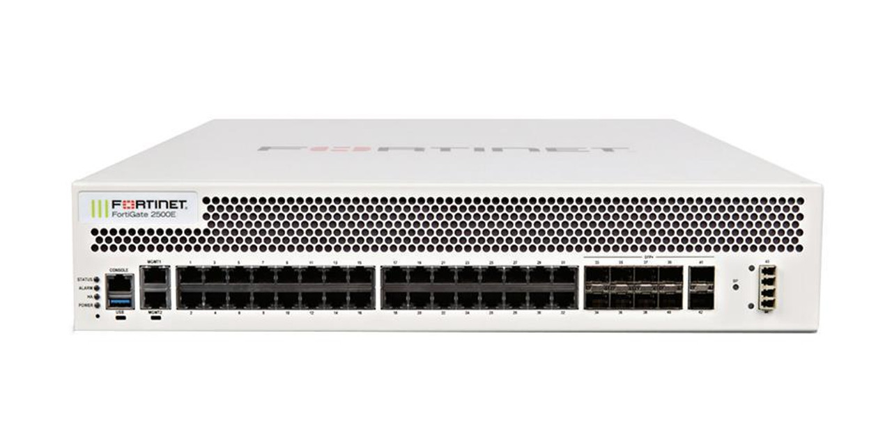 Fortinet FortiGate 2500E Network Security/Firewall Appliance - 32 Port - 10GBase-X 1000Base-T - 10 Gigabit Ethernet - AES (256-bit) SHA-256 - 32