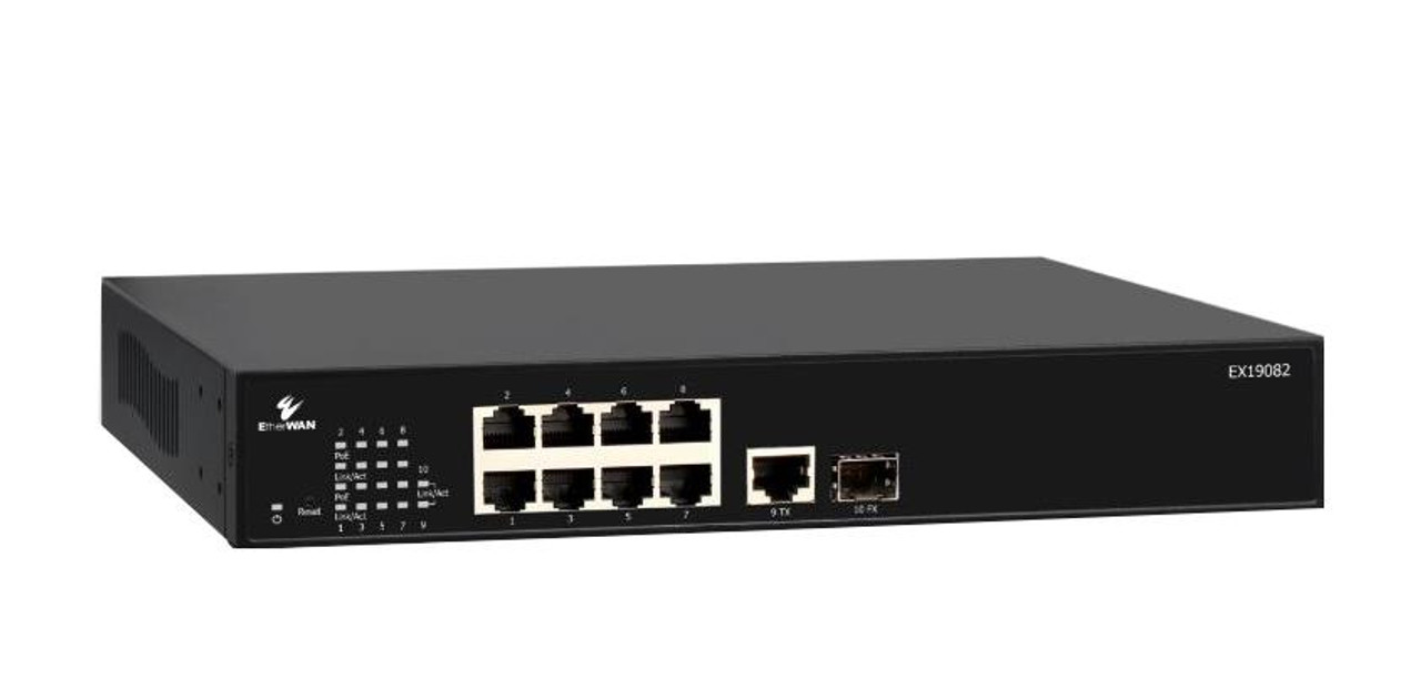 EtherWAN Unmanaged 8-Port Gigabit PoE Ethernet Switch - 9 Ports - Gigabit Ethernet - 10/100/1000Base-TX 1000Base-X - 2 Layer Supported - Modular -
