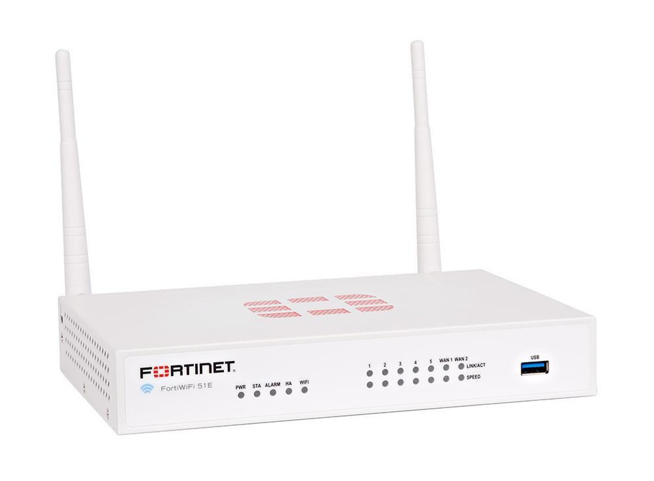 Fortinet FortiWiFi 51E Network Security/Firewall Appliance - 7 Port - 1000Base-T - Gigabit Ethernet - Wireless LAN IEEE 802.11a/b/g/n - AES
