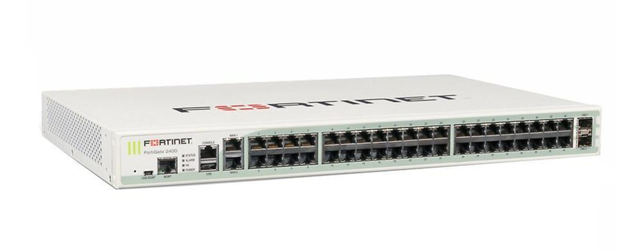 Fortinet FortiGate 240D Network Security/Firewall Appliance - 42 Port - 1000Base-T 1000Base-X - Gigabit Ethernet - AES (256-bit) SHA-256 AES