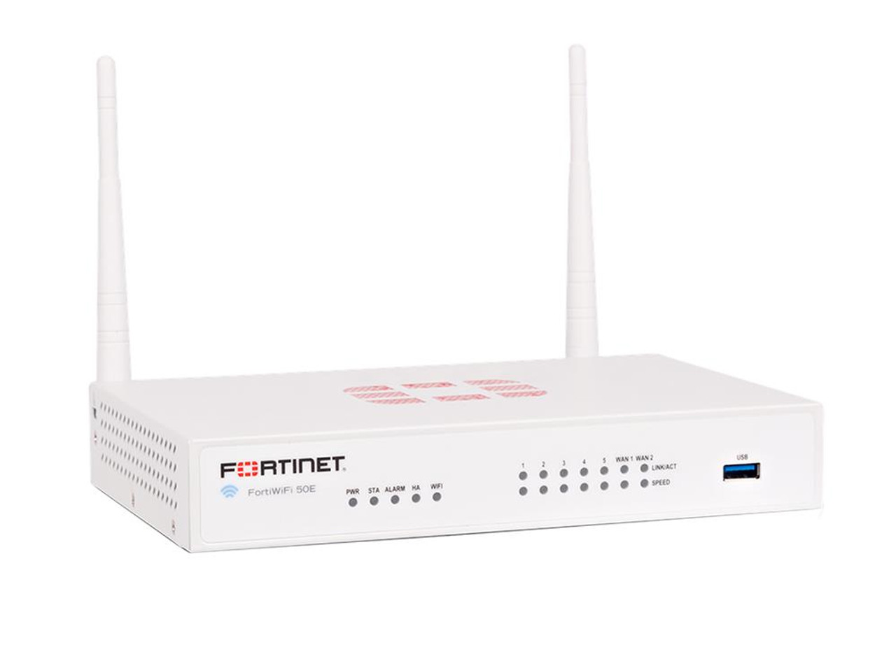 Fortinet FortiWifi 50E-2R Network Security/Firewall Appliance - 7 Port - 1000Base-T - Gigabit Ethernet - Wireless LAN IEEE 802.11ac - AES