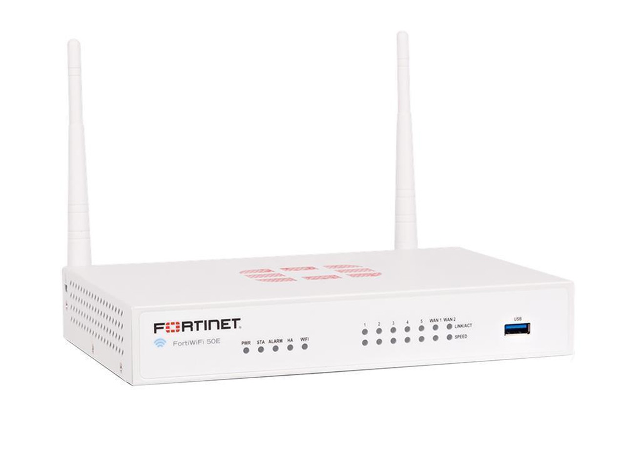 Fortinet FortiWifi 50E Network Security/Firewall Appliance - 7 Port - 1000Base-T - Gigabit Ethernet - Wireless LAN IEEE 802.11a/b/g/n - AES