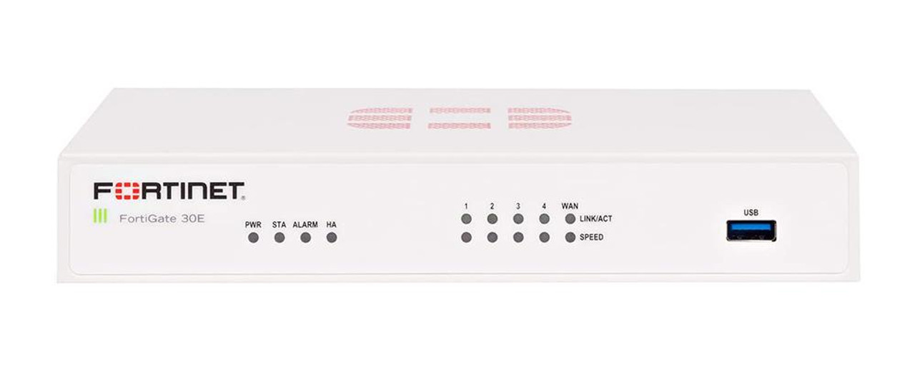 Fortinet FortiGate 30E Network Security/Firewall Appliance - 5 Port - 1000Base-T - Gigabit Ethernet - AES (256-bit) SHA-256 - 5 x RJ-45 - Desktop