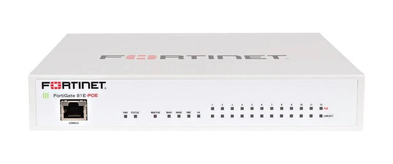 Fortinet FortiGate 81E-PoE Network Security/Firewall Appliance - 16 Port - 10/100/1000Base-T 1000Base-X - Gigabit Ethernet - 4 x RJ-45 - 2 Total