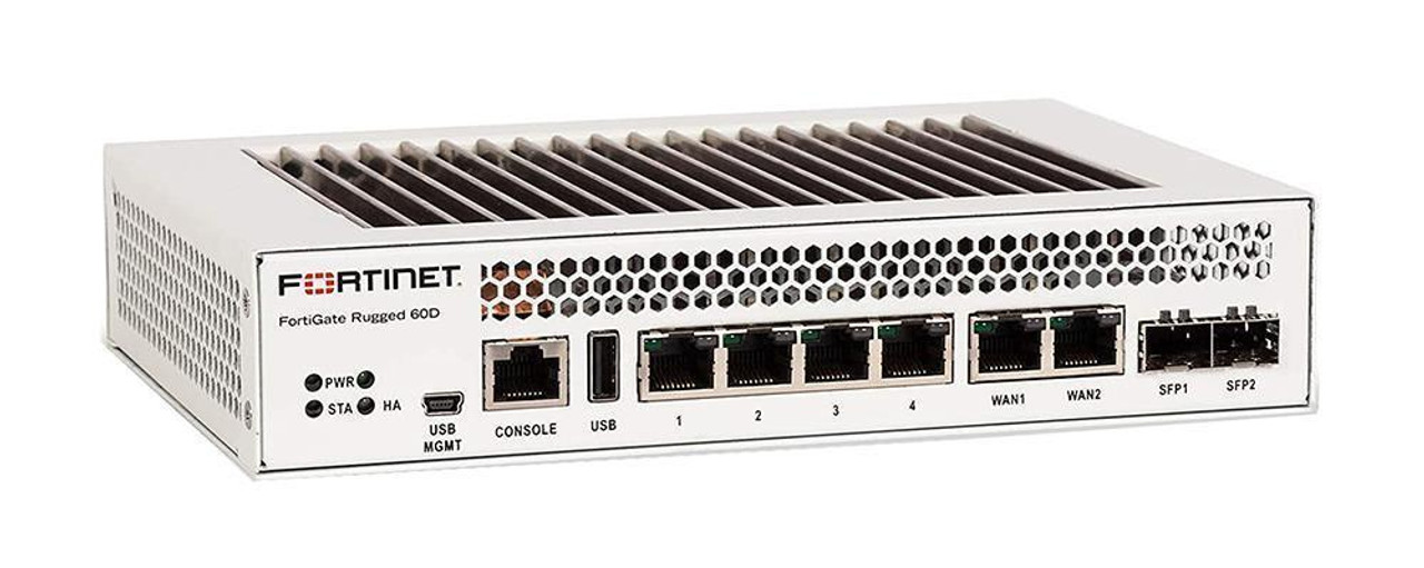 Fortinet FortiGate Rugged 60D Network Security/Firewall Appliance - 6 Port - 1000Base-T 1000Base-X - Gigabit Ethernet - AES (256-bit) SHA-256 - 6