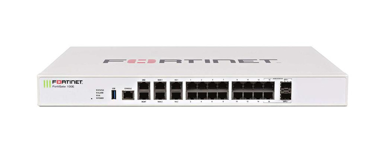 Fortinet FortiGate 100E Network Security/Firewall Appliance - 20 Port - 1000Base-X 1000Base-T - Gigabit Ethernet - AES (256-bit) SHA-1 - 20 x