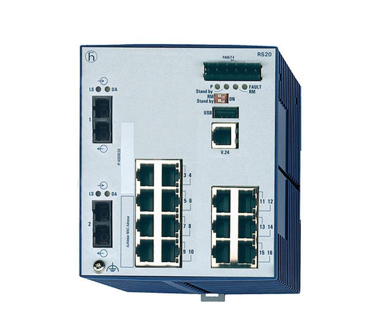 Hirschmann 16-Ports 100Base-FX Sm-Sc 10/100Base-TX Fast Ethernet Switch (Refurbished)