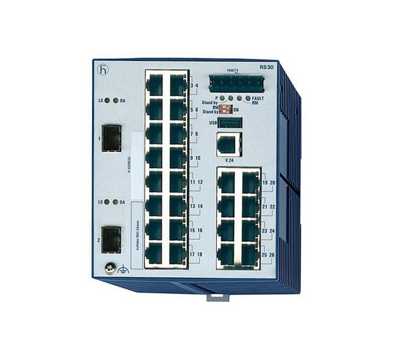 Hirschmann Rs30-2402O6O6Edaphh 24-Ports Fast Ethernet and 2x Gigabit Ethernet Ports Managed Ethernet Switch (Refurbished)