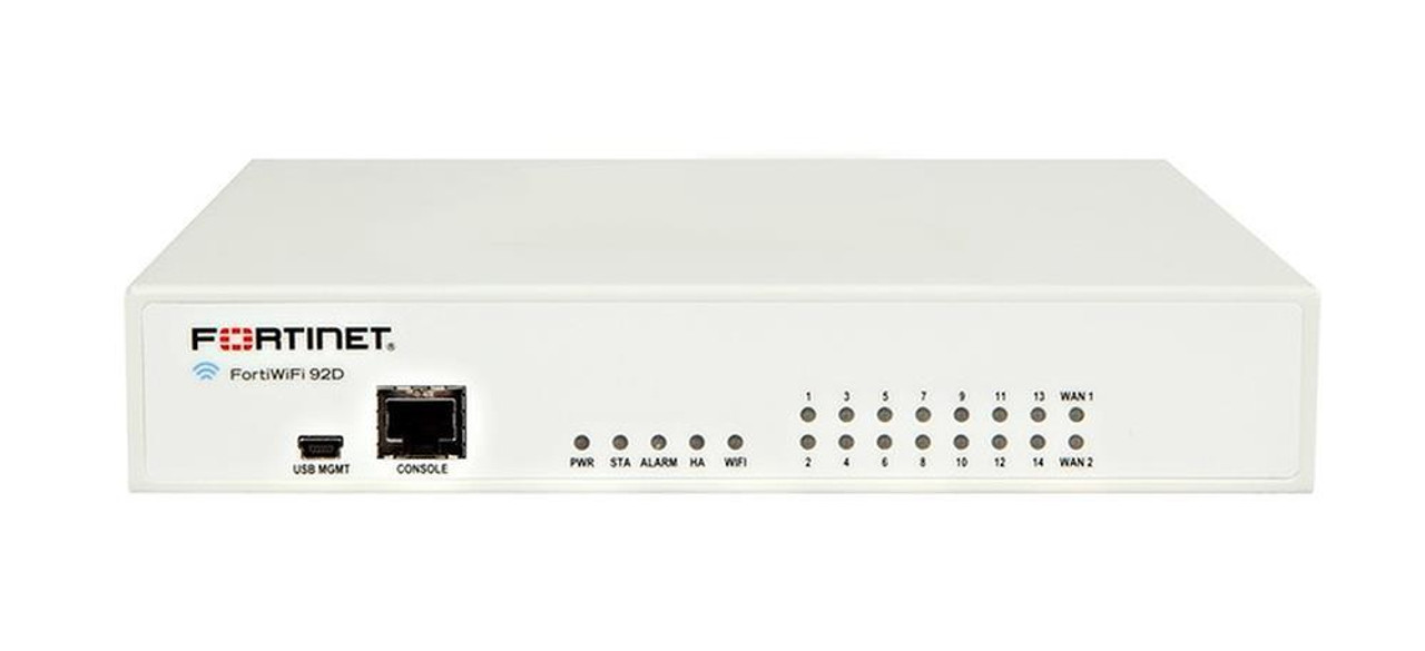 Fortinet FortiWifi 92D Network Security/Firewall Appliance - 16 Port - 10/100/1000Base-T - Gigabit Ethernet - Wireless LAN IEEE 802.11n - 16 x