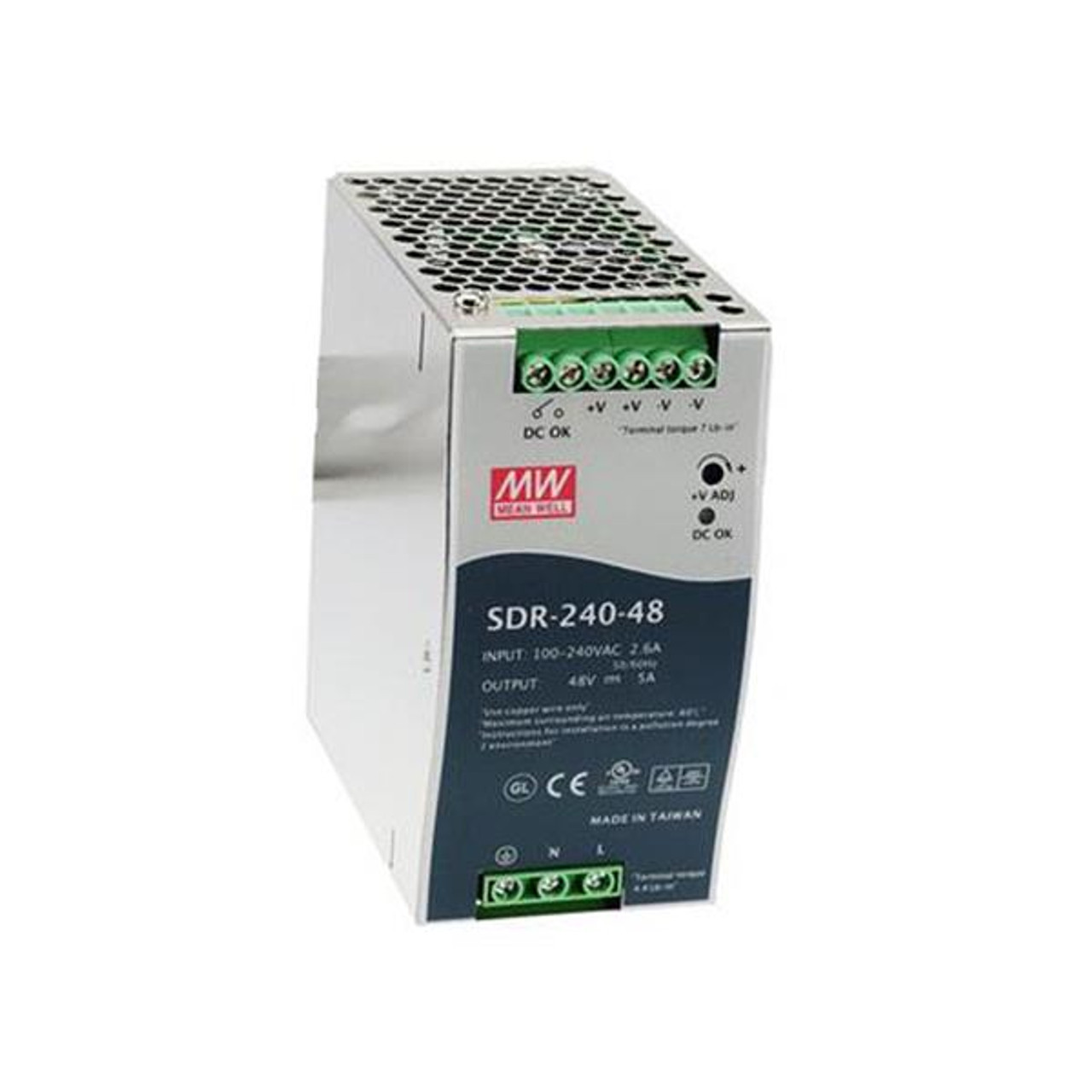 Mean Well 240-Watts 5A DIN-Rail 48VDC Industrial Power Supply