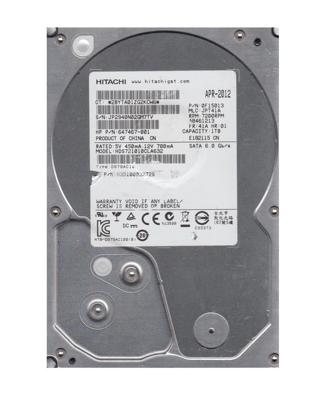 647467-001 HP 1TB 7200RPM SATA 6Gbps Midline 3.5-inch Internal