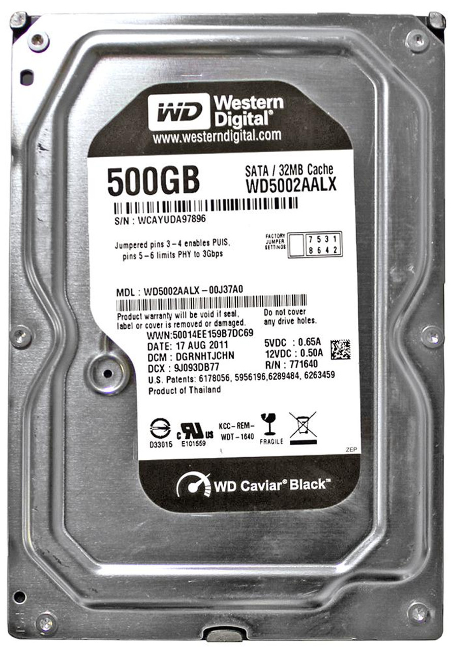 WD5002AALX Western Digital Caviar Black 500GB 7200RPM SATA 6Gbps 32MB Cache 3.5-inch Internal Hard Drive
