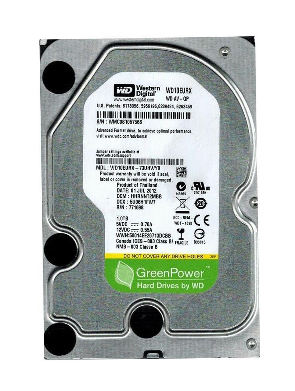 WD10EURX-73UHWYO Western Digital AV-GP 1TB 5400RPM SATA 6Gbps 64MB Cache 3.5-inch Internal Hard Drive