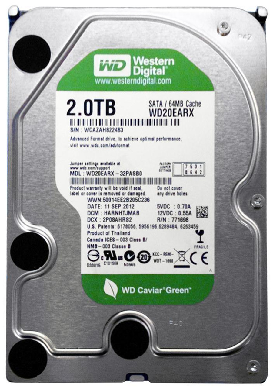 WD20EARX Western Digital Caviar Green 2TB 5400RPM SATA 6Gbps 64MB