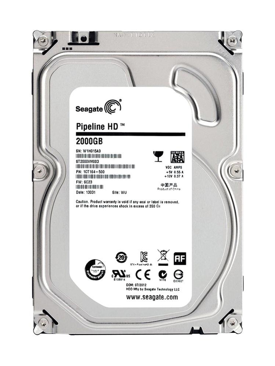 ST2000VM003 Seagate Pipeline HD 2TB 5900RPM SATA 6Gbps 64MB Cache 3.5-inch  Internal Hard Drive