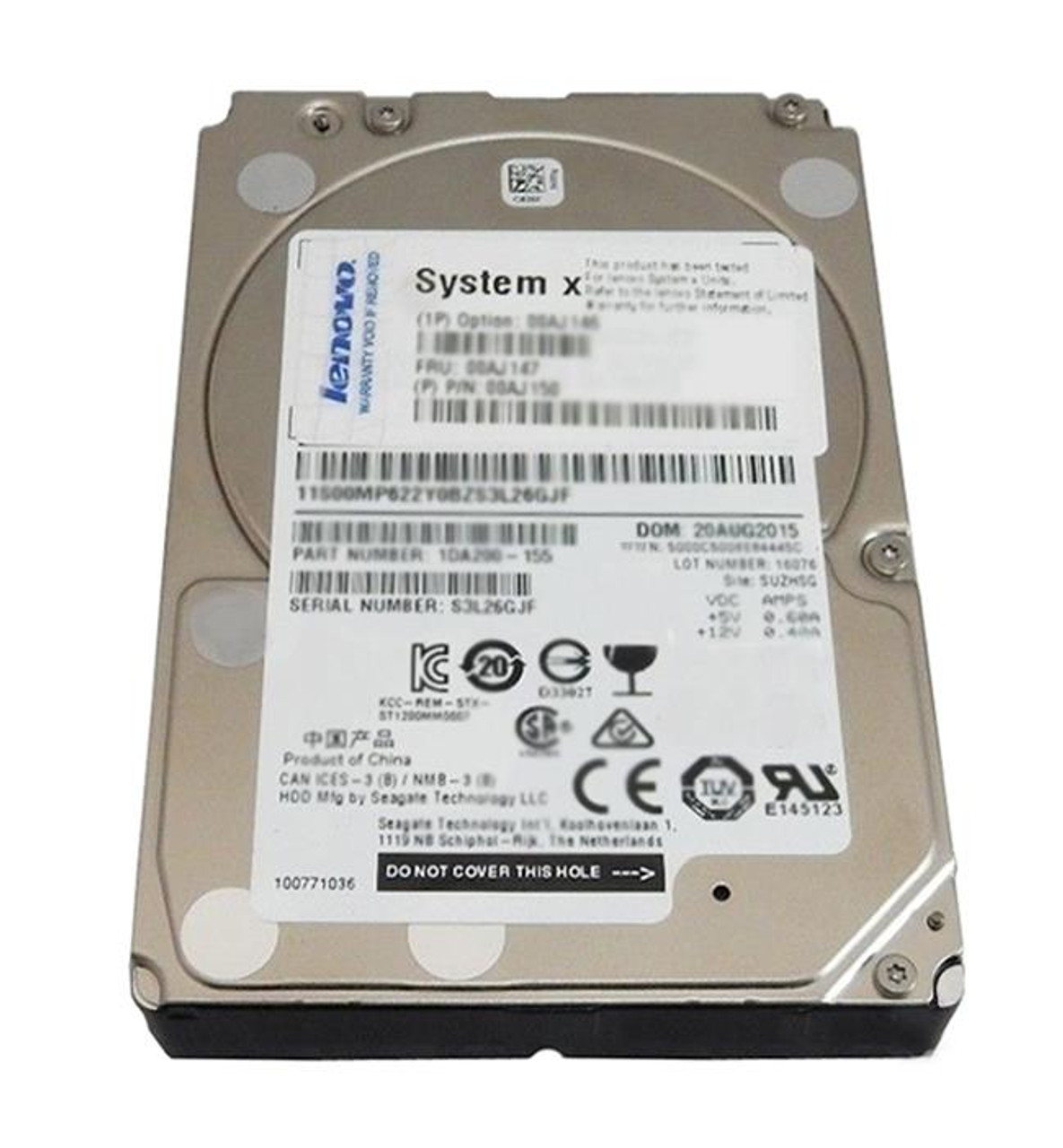 7XB7A00036 Lenovo 1TB 7200RPM SATA 6Gbps Nearline Hot Swap (512n) 2.5-inch Internal Hard Drive for ThinkSystem