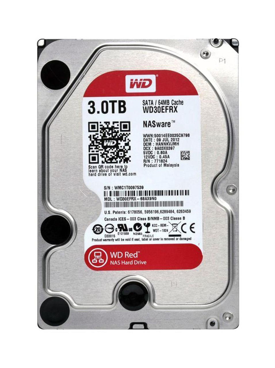 WD30EFRX-68AX9NO Western Digital Red 3TB 5400RPM SATA 6Gbps 64MB Cache 3.5-inch Internal Hard Drive