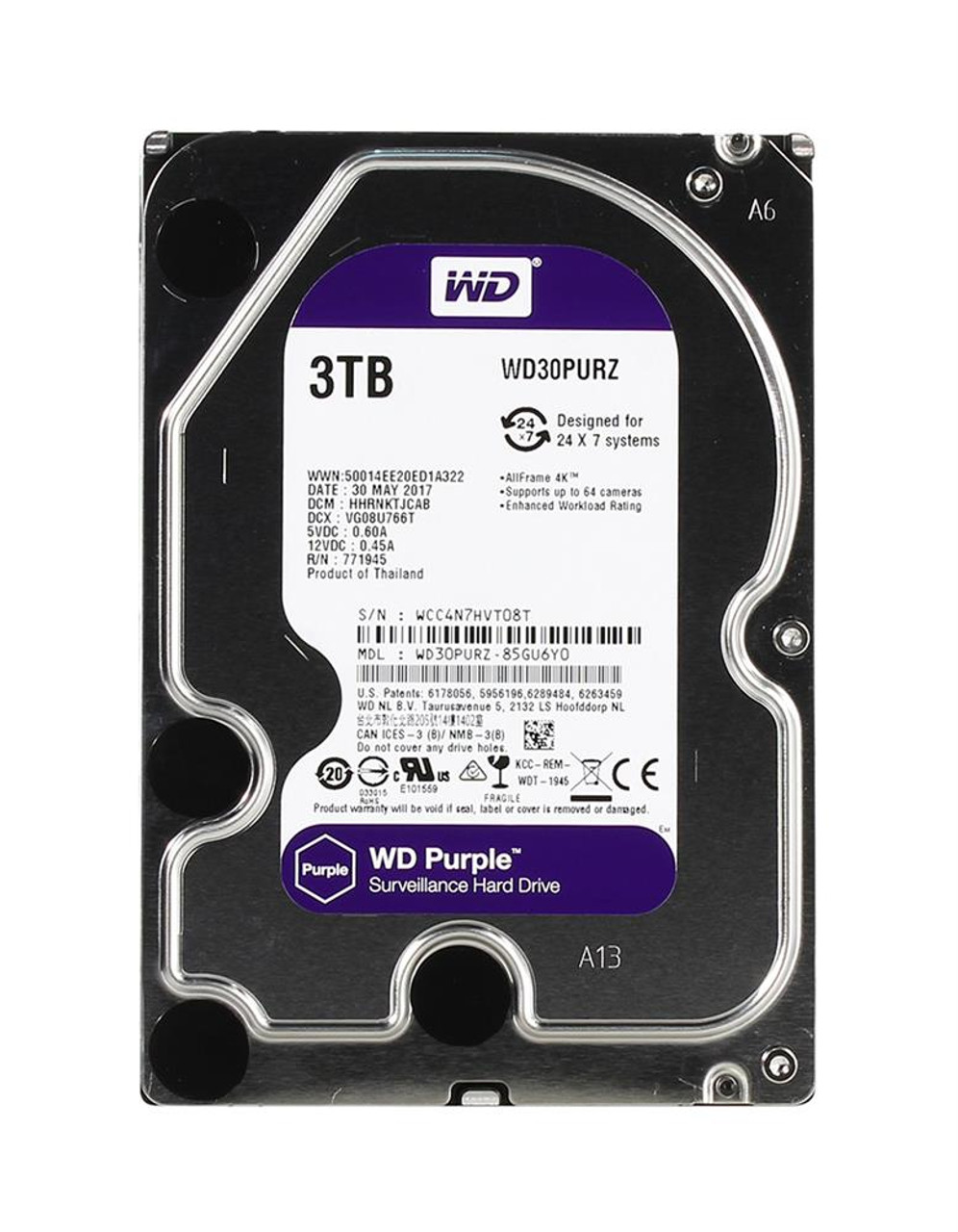 WD30PURZ-85GU6Y0 Western Digital Purple Surveillance 3TB 5400RPM