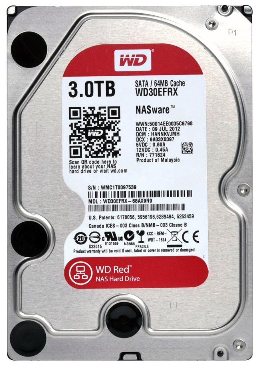 WD30EFRX-B2 Western Digital Red 3TB 5400RPM SATA 6Gbps 64MB Cache 3.5-inch Internal Hard Drive