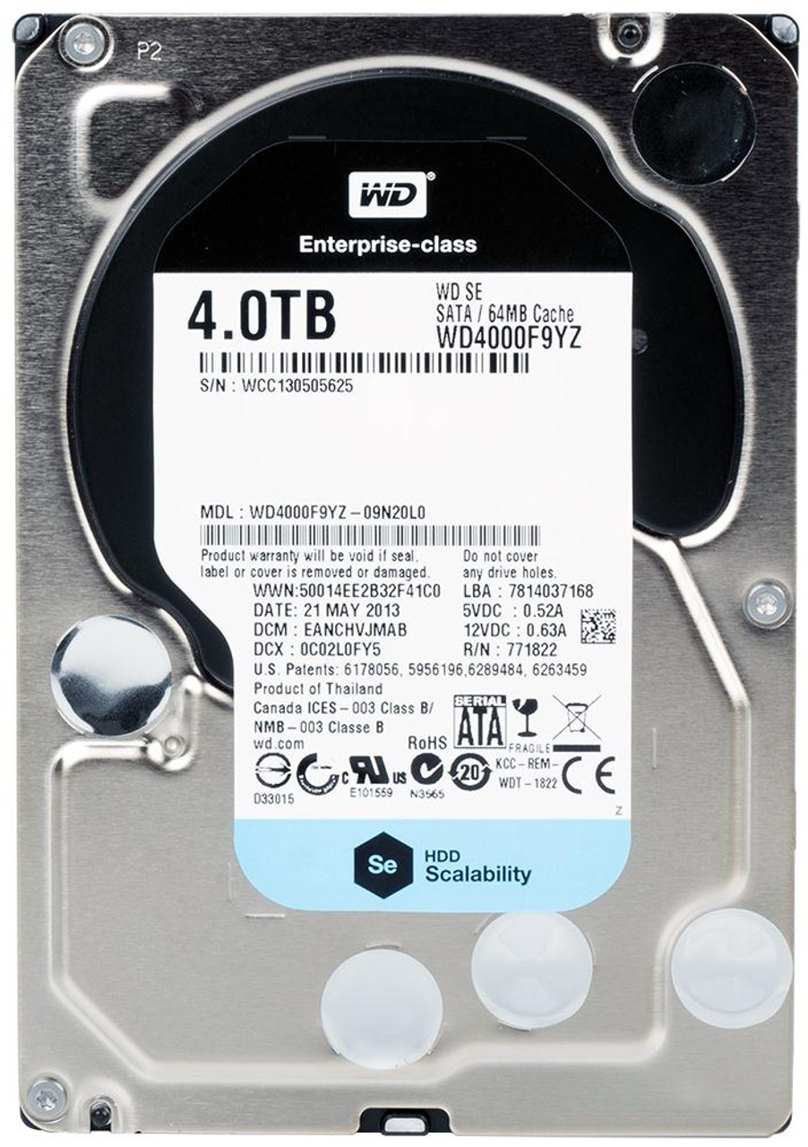 WD4000F9YZ Western Digital SE 4TB 7200RPM SATA 6Gbps 64MB Cache 3.5-inch  Internal Hard Drive