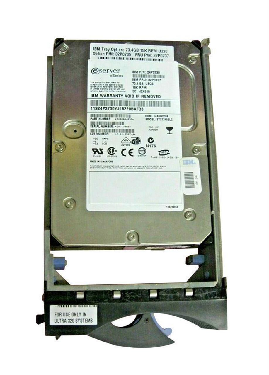 32P0737 IBM 73.4GB 15000RPM Ultra-320 SCSI 80-Pin Hot Swap 3.5-inch Internal Hard Drive