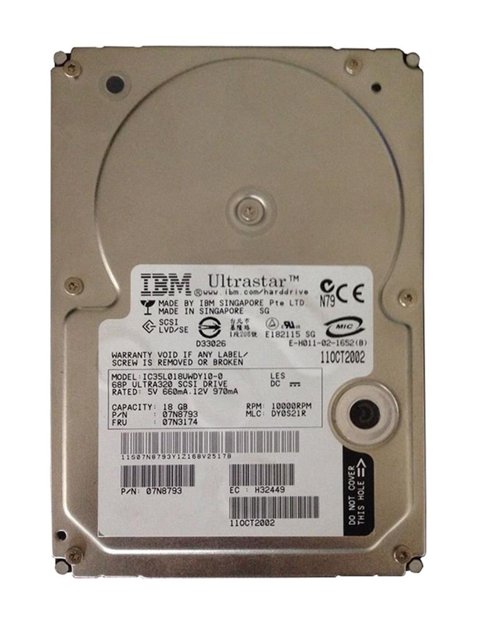 IC35L018UWDY10-0 IBM Ultrastar 146Z10 18.3GB 10000RPM Ultra-320 SCSI 68-Pin 8MB Cache 3.5-inch Internal Hard Drive