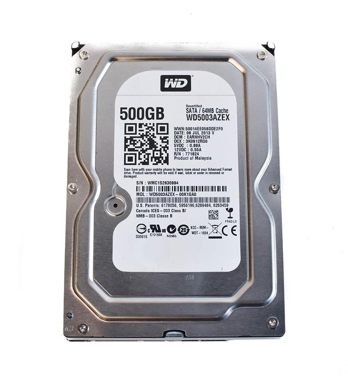 ウエスタンデジタルHDD WD5003AZEX 500GB SATA 6GB / Sキャビア