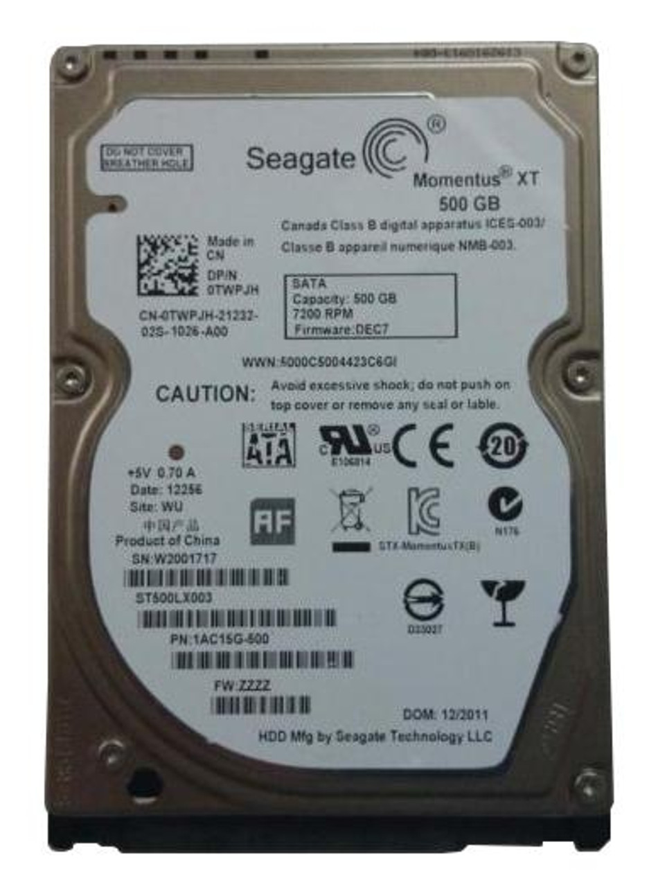 1AC15G-500 Seagate Momentus XT 500GB 7200RPM SATA 6Gbps 32MB Cache 4GB SLC SSD Embedded 2.5-inch Internal Hybrid Hard Drive