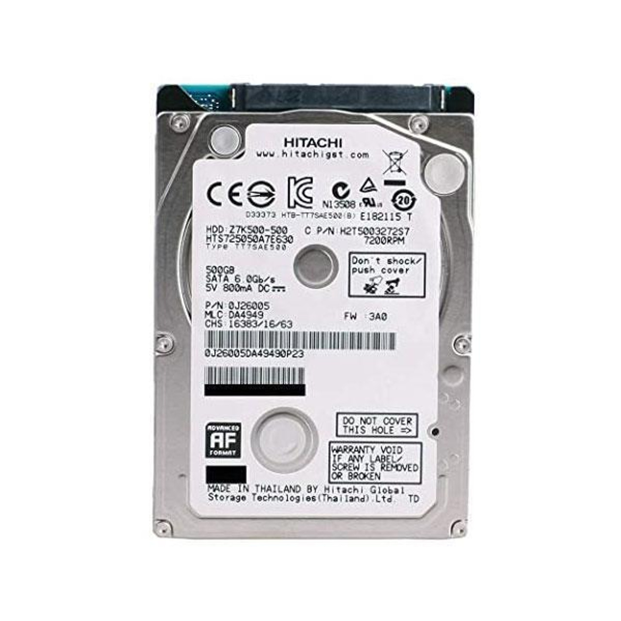 0XY80GM Hitachi 500GB 7200RPM SATA 6Gbps 32MB Cache (512e) 2.5-inch Internal Hard Drive