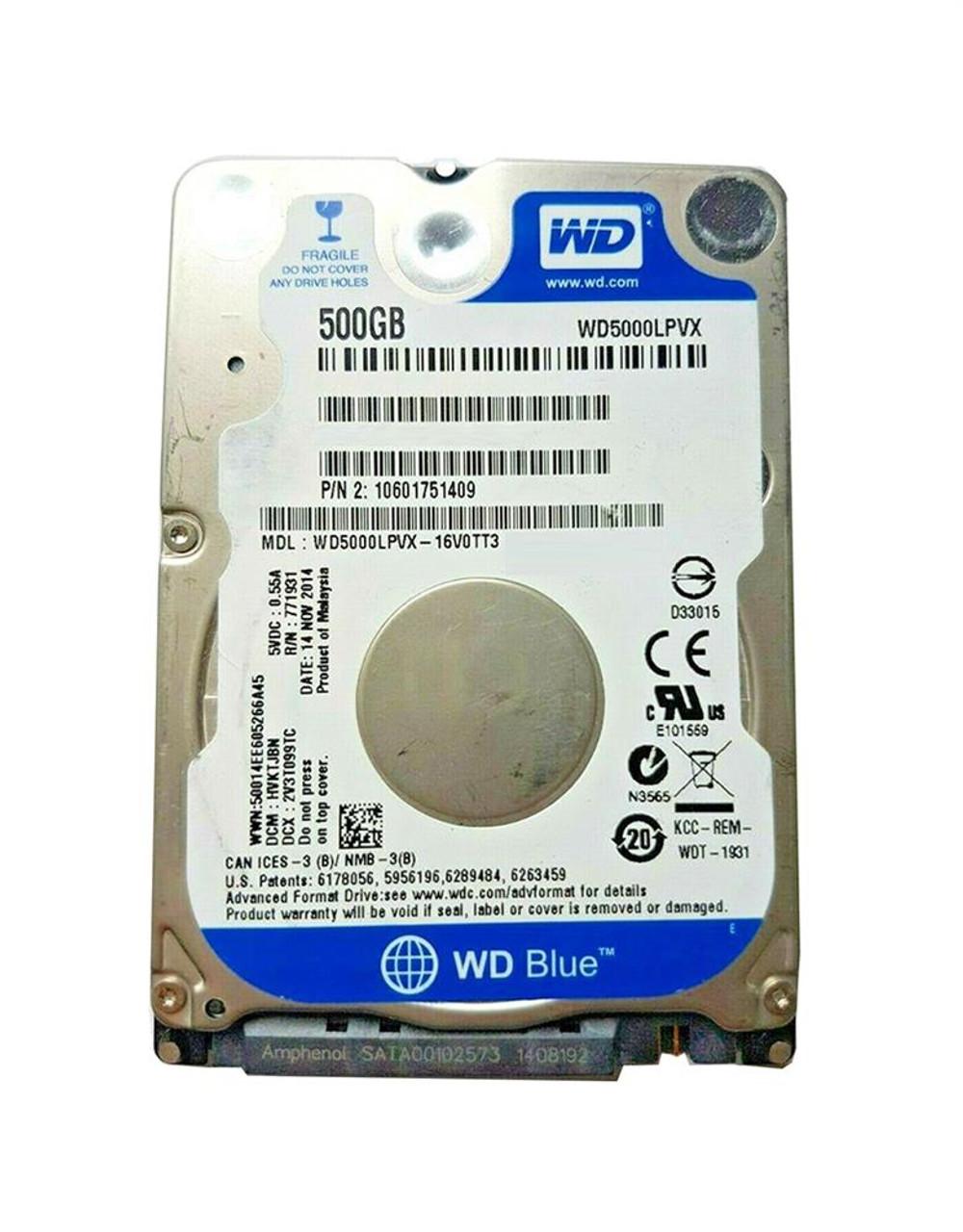 WD5000LPVX-16V0TT3 Western Digital Blue 500GB 5400RPM SATA 6Gbps