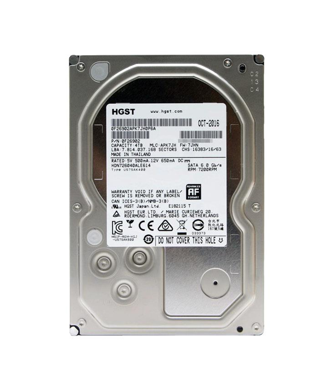 HDN726040ALE614 HGST Hitachi Deskstar NAS 4TB 7200RPM SATA 6Gbps 128MB Cache 3.5-inch Internal Hard Drive